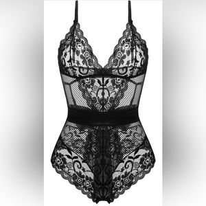 Women Sexy Lingerie One Piece Lace Halter Teddy Babydoll Bodysuit